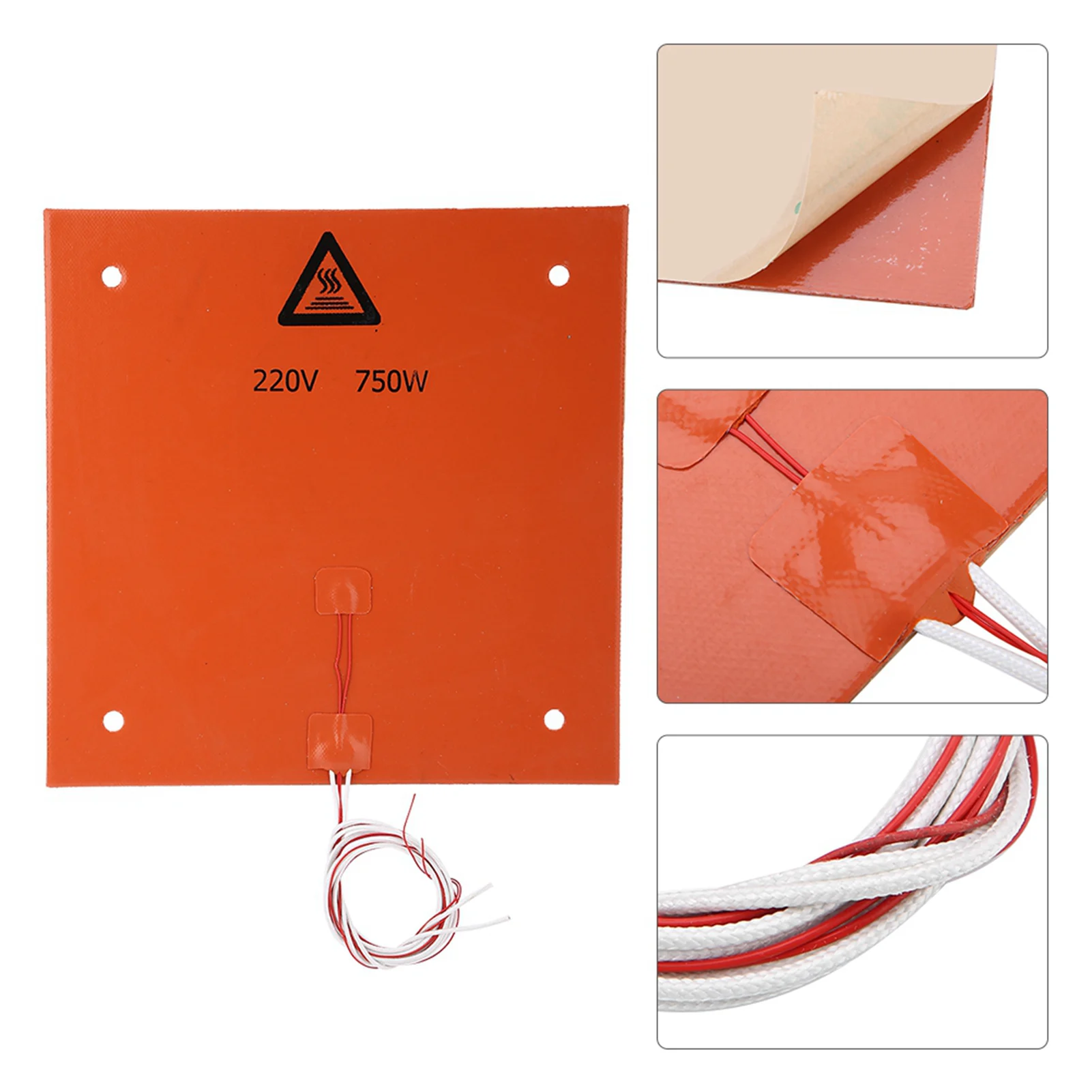 3D Printer Accessories Silicone Hot Heated Bed Heating Pad 220v 750w 310*310mm Punch Silicone Hot Bed 3D Printer