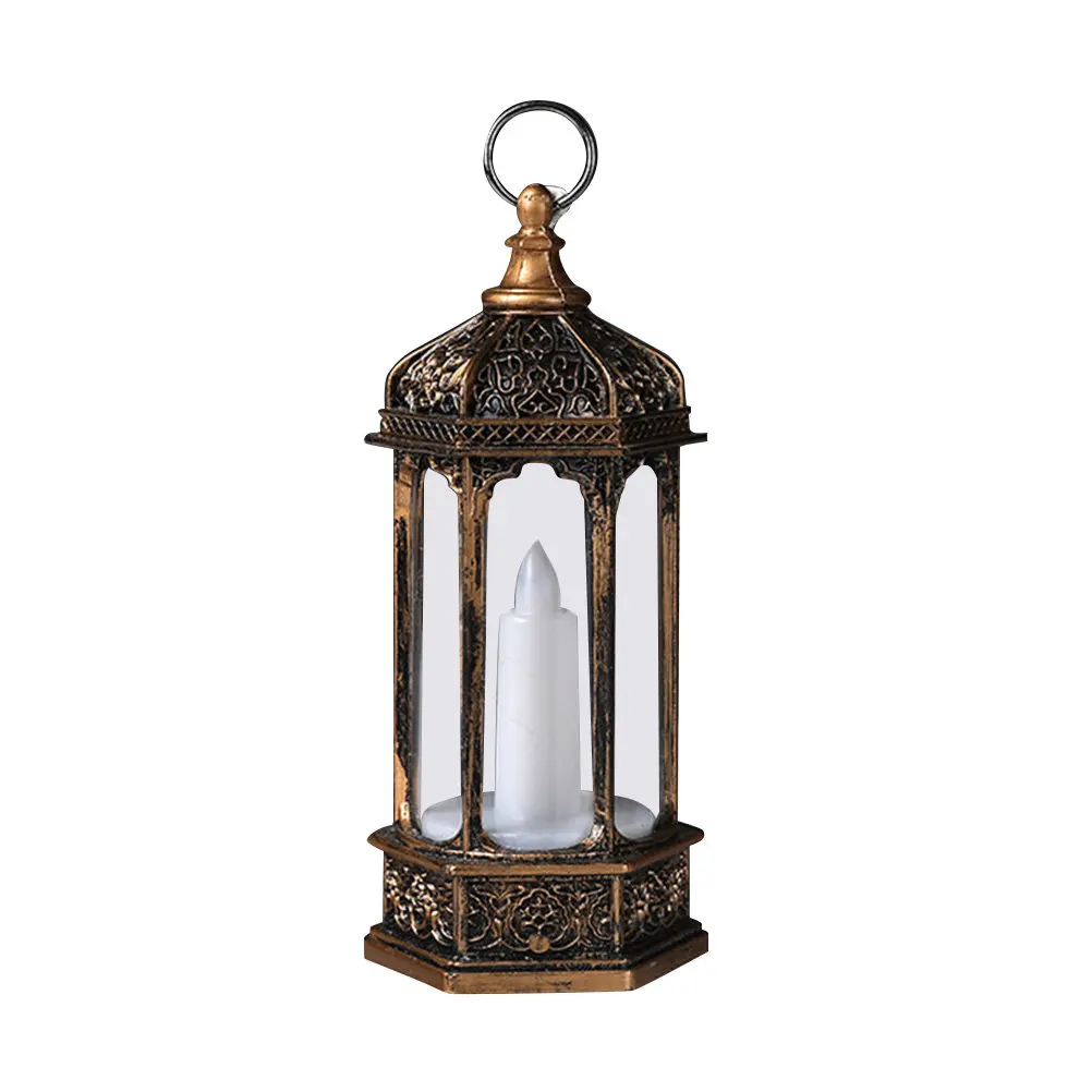 Vintage Lamp Ornament Retro Design Electronic Wind Lantern Decorative Tabletop Hanging Lamp for Festive Home Office Decor