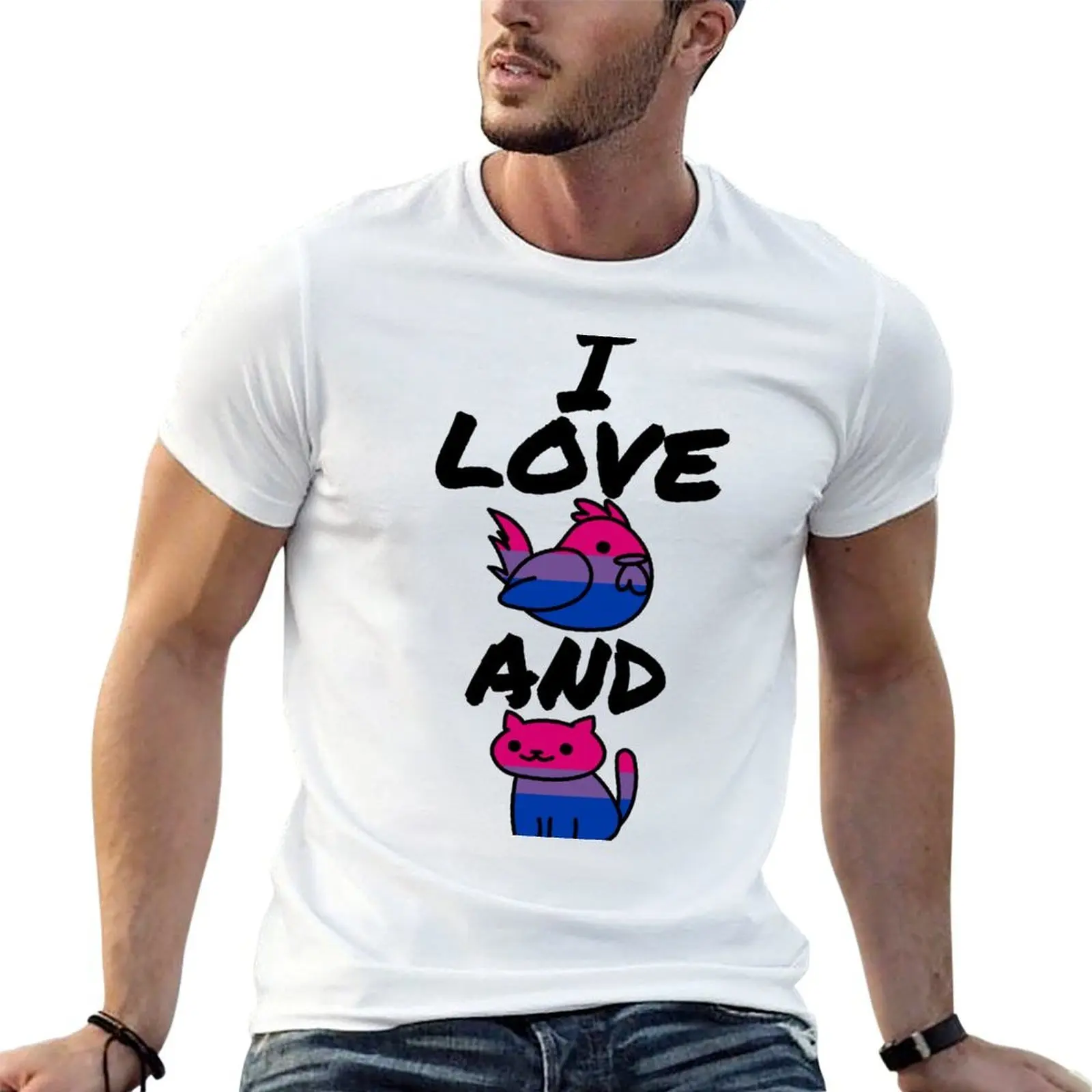 I Love Cock and Pussy-Bisexual Pride T-Shirt cotton t shirts high quality graphic t shirts for man man t shirt luxury T-shirt