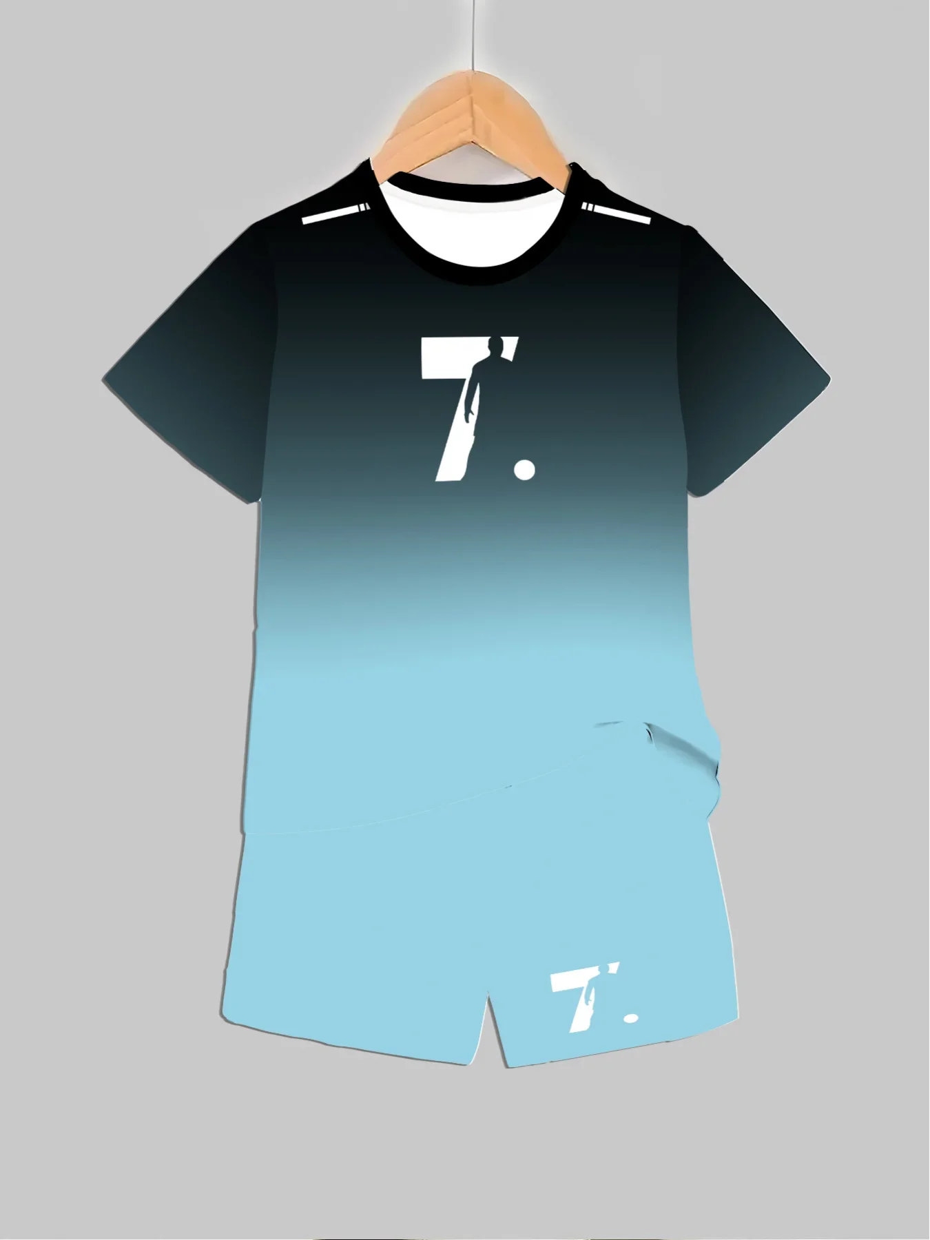 Conjunto de Ropa Deportiva para Niños con Estampado de Letras en Degradado, para Verano, Informal, a la Moda, para Niños