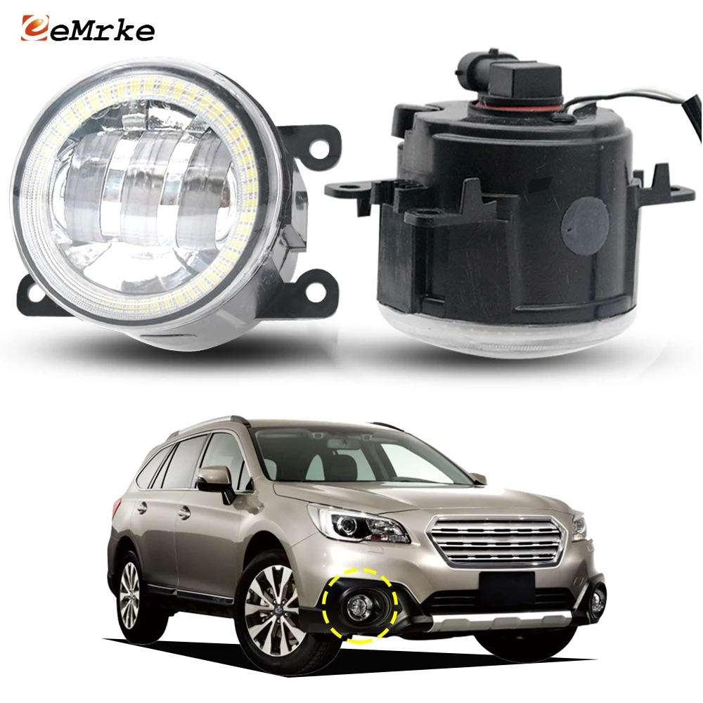 

EEMRKE 2 Pieces Led Car Driving for Subaru Outback BS 2015~2022 Fog Lights Assembly with Lens Daytime Running Light DRL Halo
