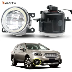 EEMRKE 2 Pieces Led Car Driving for Subaru Outback BS 2015~2022 Fog Lights Assembly with Lens Daytime Running Light DRL Halo