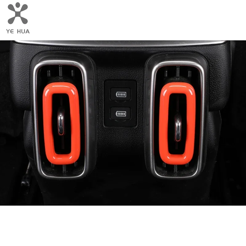 Car Carbon Fiber Air Conditioner Outlet Decoration Frame Orange For GWM Great Wall Haval Dargo 2021 2022 2023 Dargo X