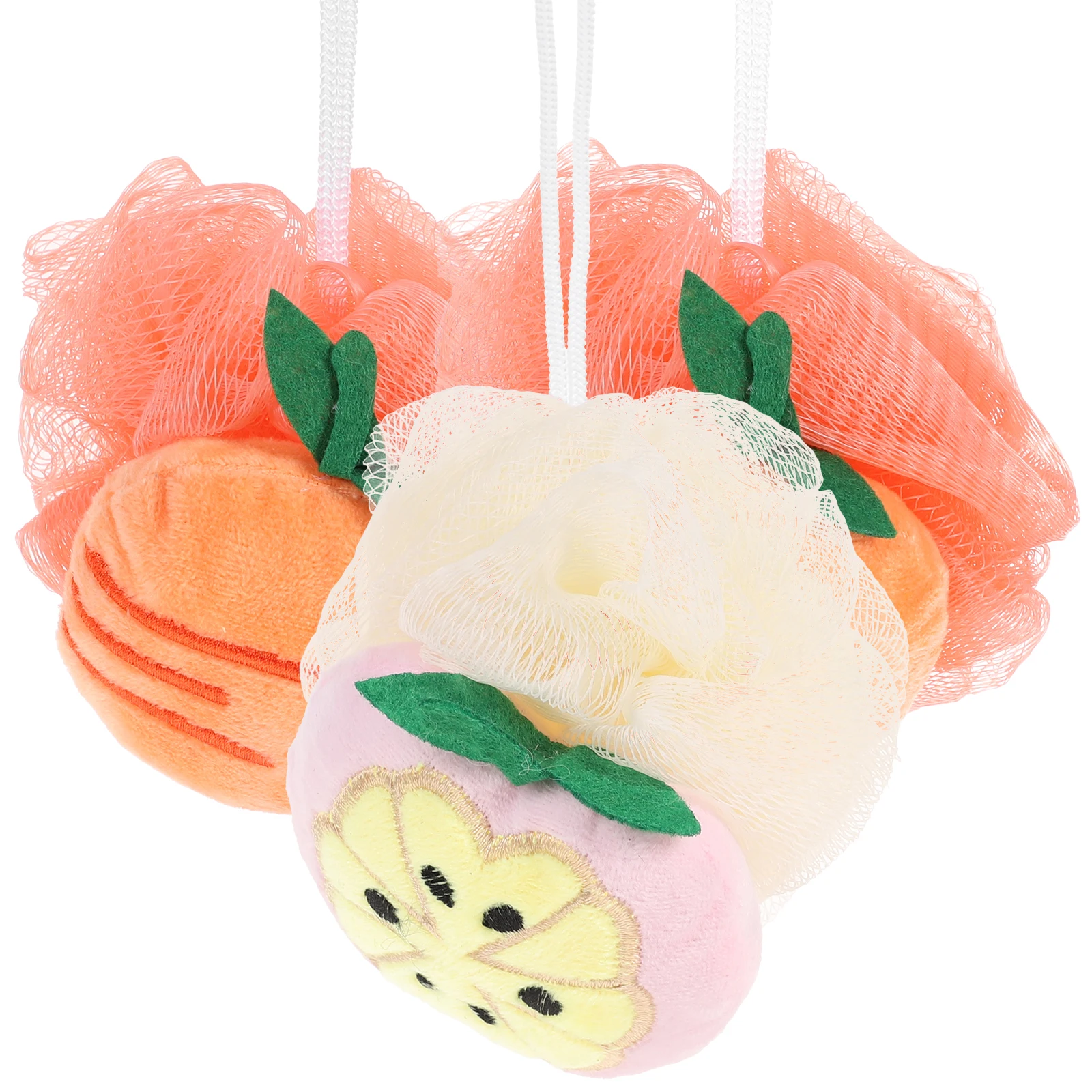 

3pcs Fruit Bathing Flowers Baby Child Size Thick PE Foam Shower Back Scrubber Body Clean Home Foaming
