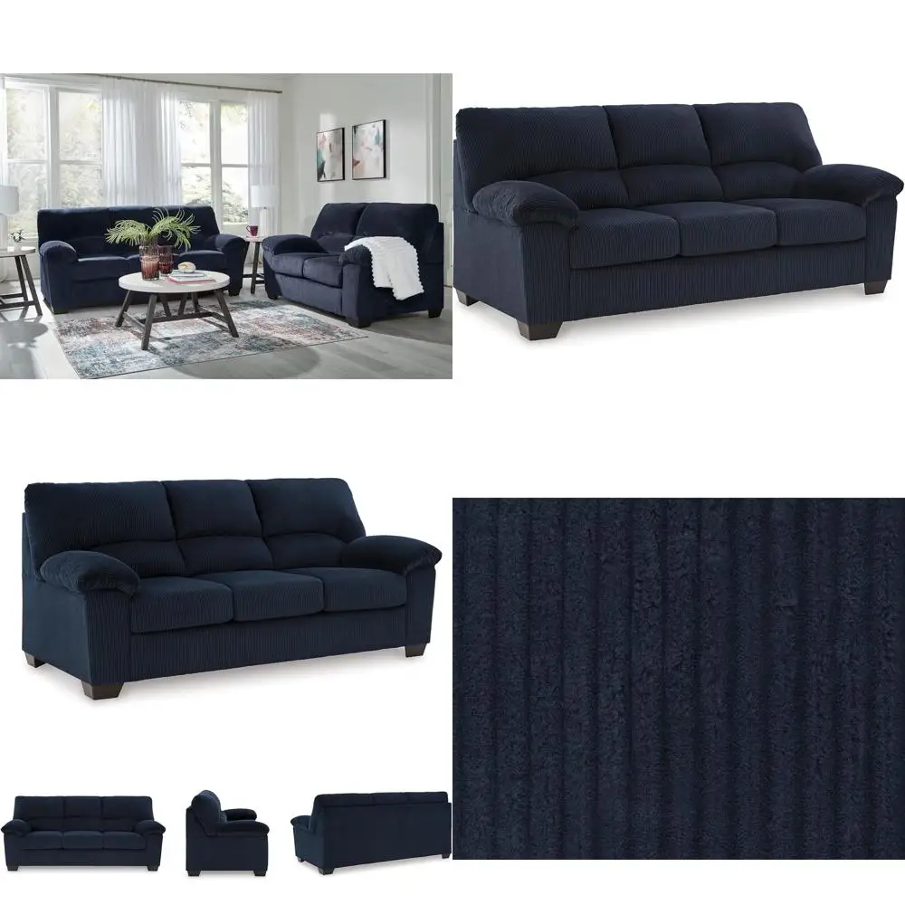 

Современный комфортный диван для гостиной синего цвета