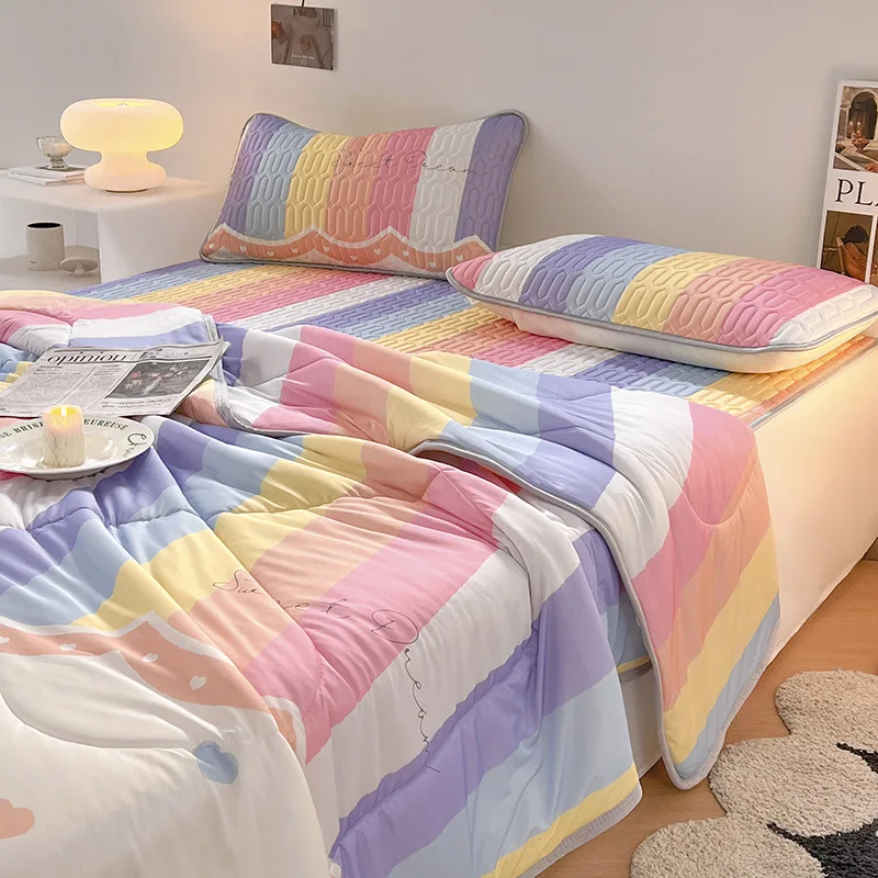 

Customizable 2025 summer small fresh printing cool feeling ice silk air conditioner summer cool quilt
