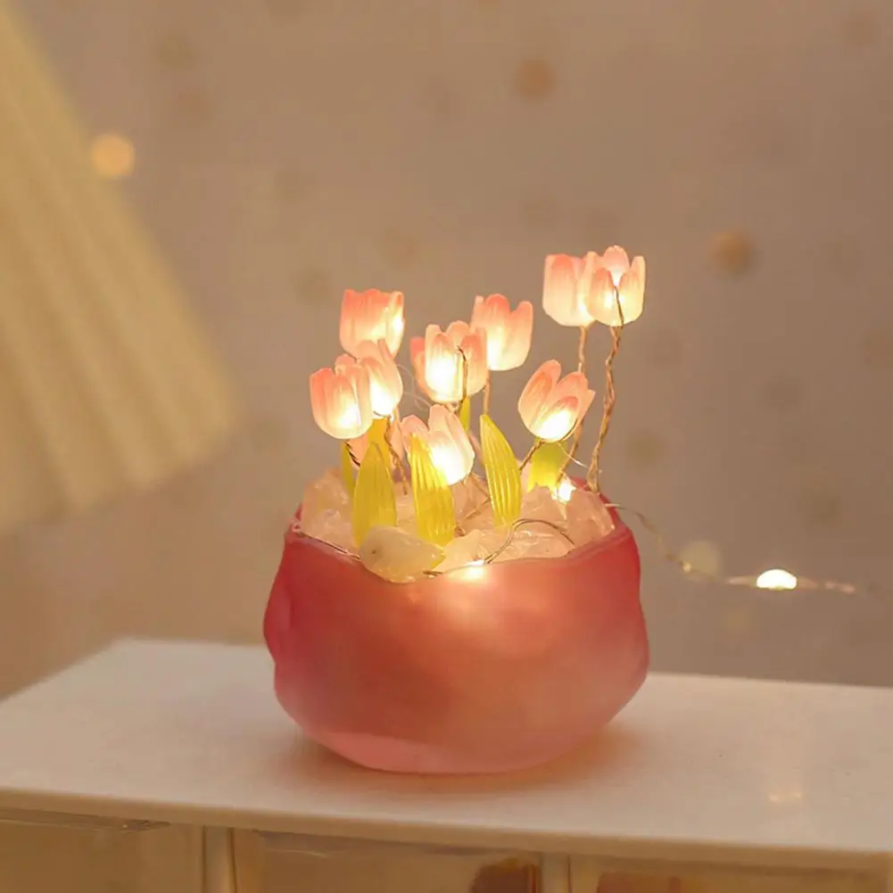 Tulip Night Light Material Pack Handmade Desk Lamp Kit with Warm Light Flower Petal Light String Decoration Romantic Atmosphere