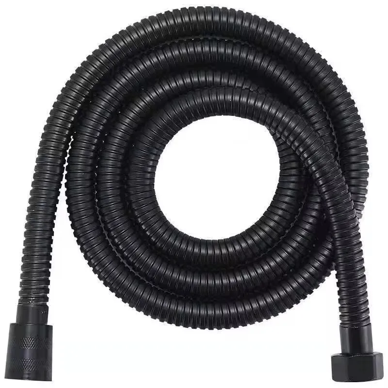 1.5/2/3M Stainless Steel Shower Hose Black/Silver Long Bathroom Shower Water Hose Extension Plumbing Pipe Showerhead Tube