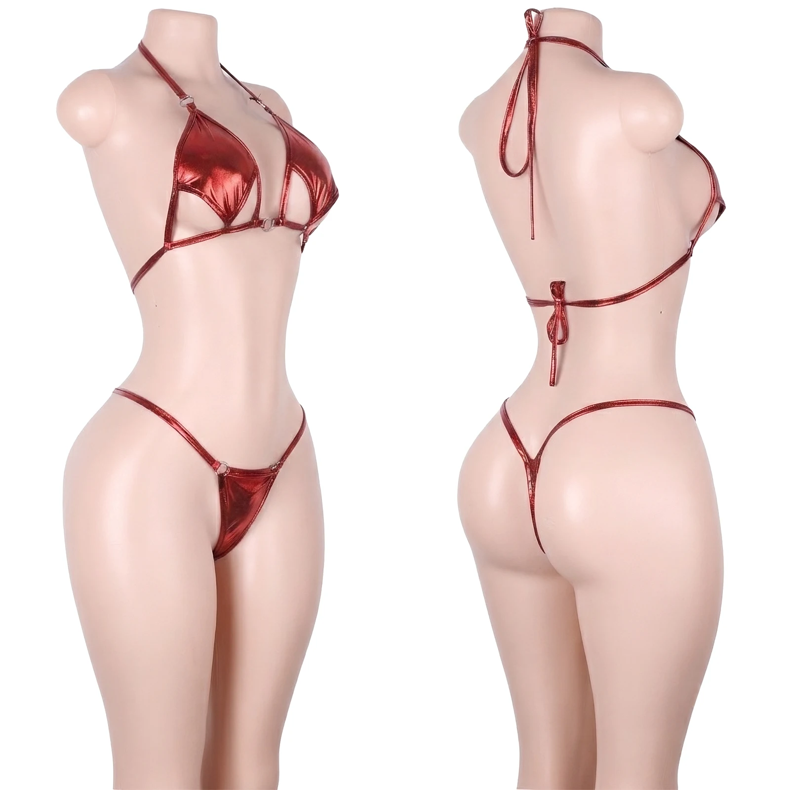 Conjuntos de lencería de dos piezas con cortes metálicos para danza exótica, marca privada ODM, sujetador, tanga y bragas, conjuntos para fiestas y festivales