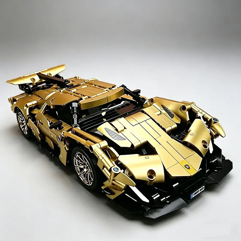

Luxury Golden Hypercar Building Blocks Set 1057PCS Technologie Static Racing Vehicle Model Bricks Desktop Decor Educational Gift