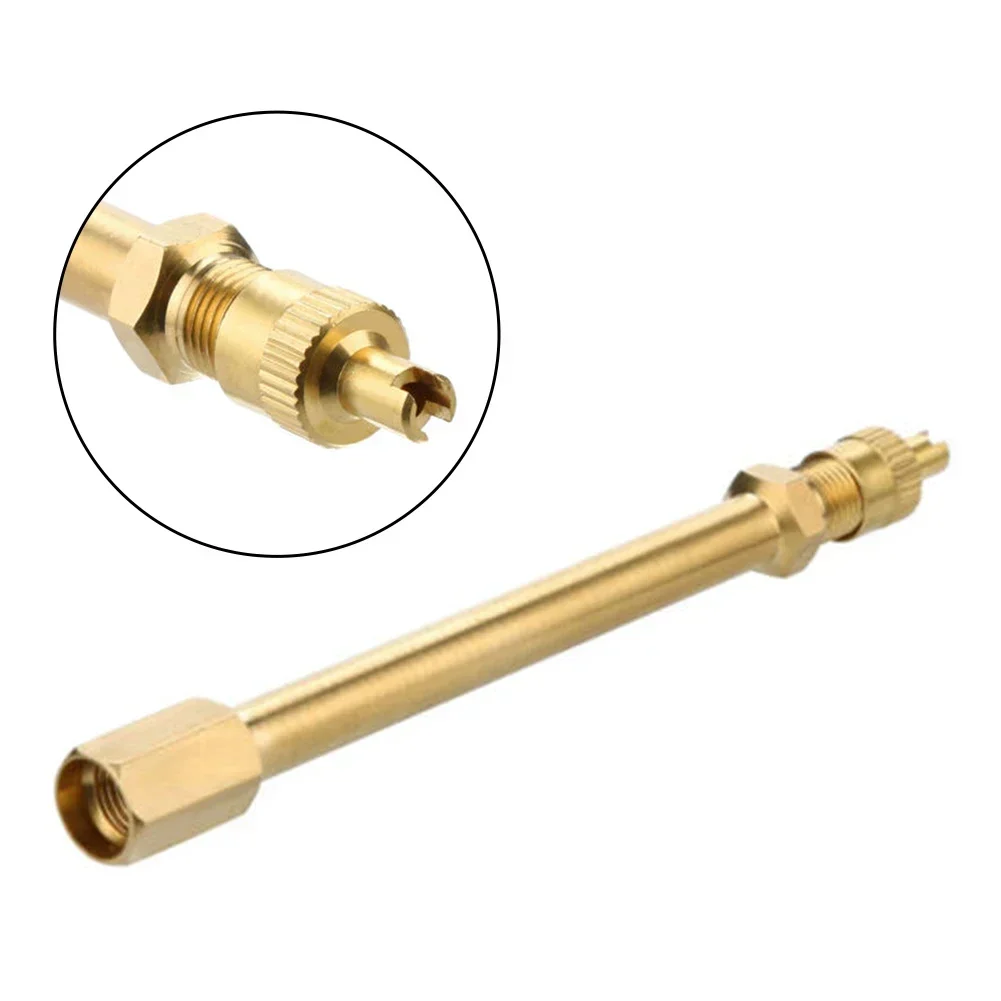 Tyre Valve Stem Extension Rod Copper Truck Lorry TWIN WHEEL 100mm Golden For Valve Stems Of Autos, Steamboats, Motorcycles