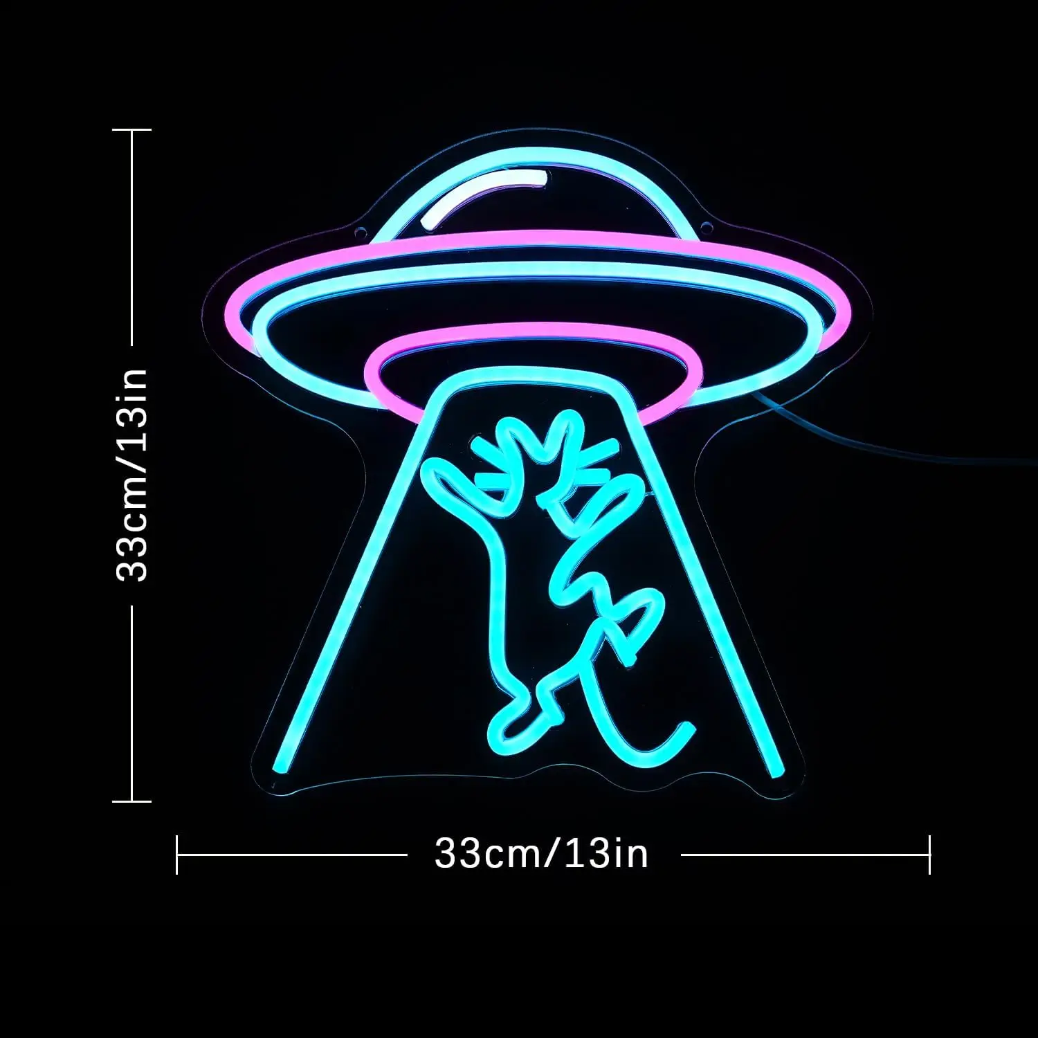 UFO Cat Abduction Neon Sign for Wall Decor UFO Neon Light LED Neon Sign for Bedroom Living Room Men Cave Bar Hotel Office Decor