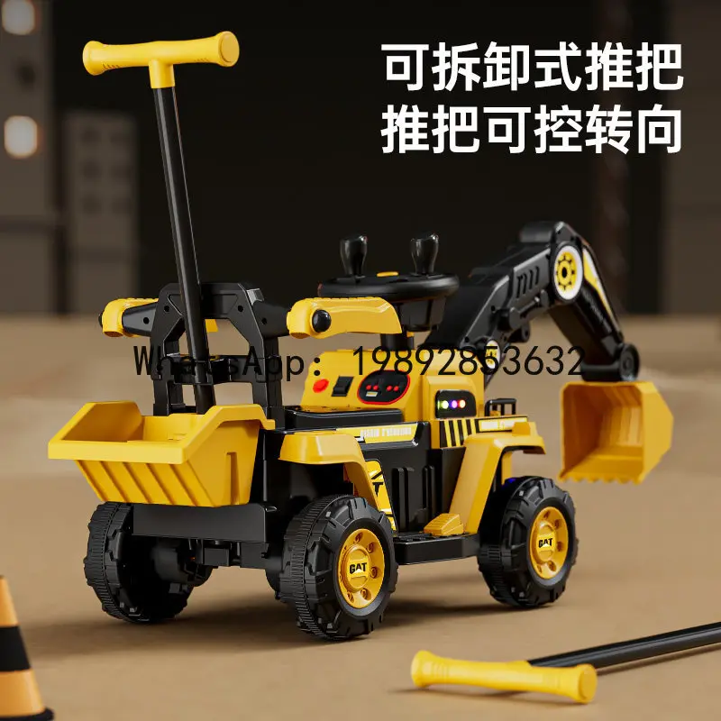 Children's Excavator Toy Car, Large Electric Rechargeable Remote Control Excavator, Ride-On Construction Vehicle