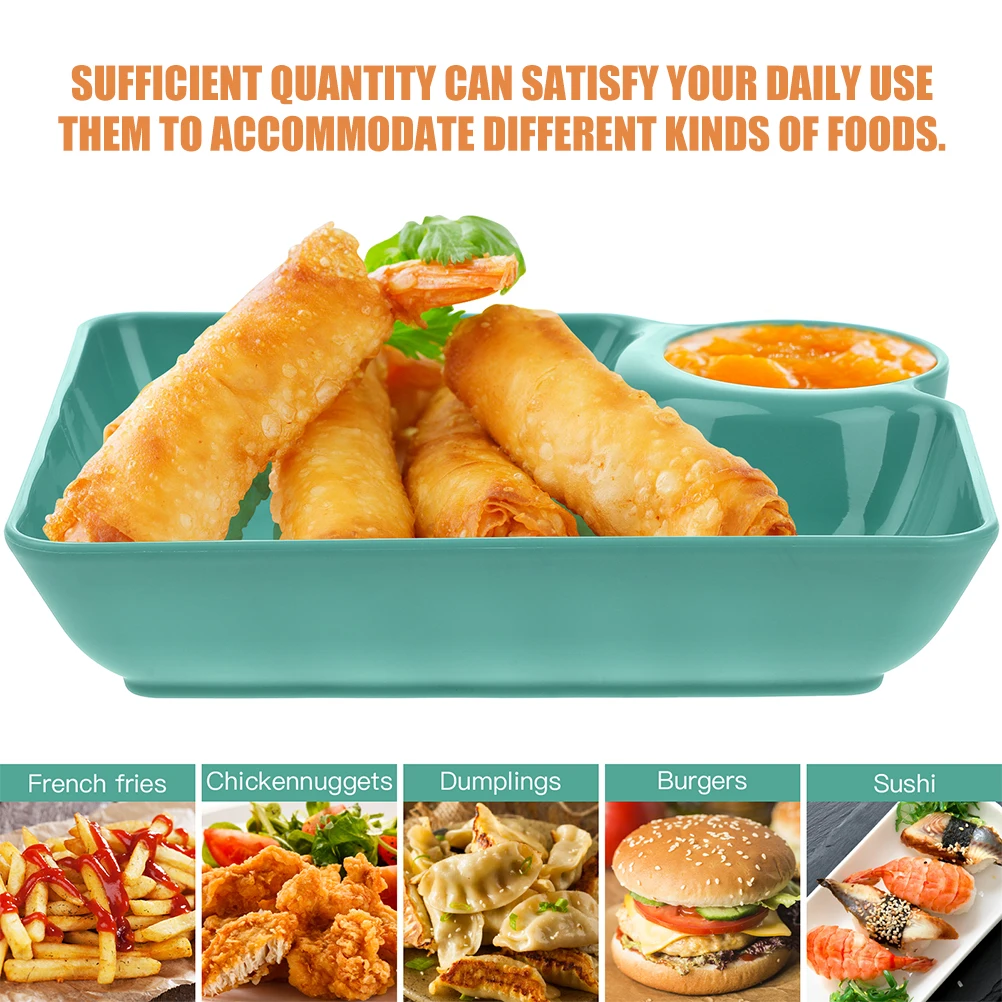 

8pcs Sushi Plates Dumpling Plates with Sauce Compartment Dipping Food Serving Dishes Compact Size Plastic Material for Cheese