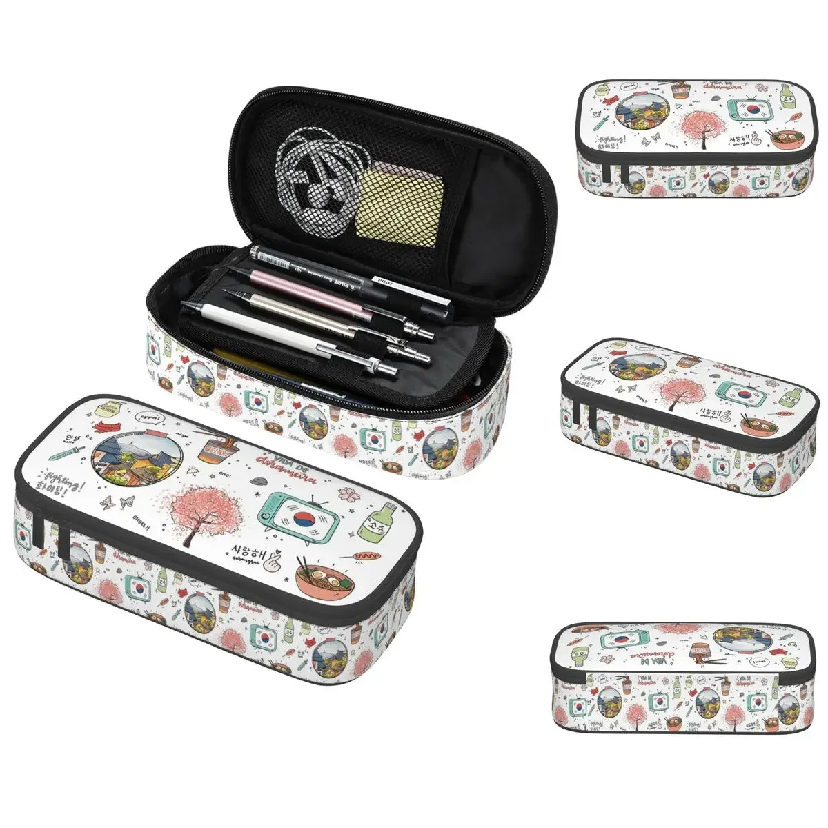 Estuche para lápices con diseño de flor de cerezo de Corea, K-drama, Dorama, Drama coreano, Soju, para estudiantes, caja para lápices, bolsa para lápices, estuche para bolígrafos