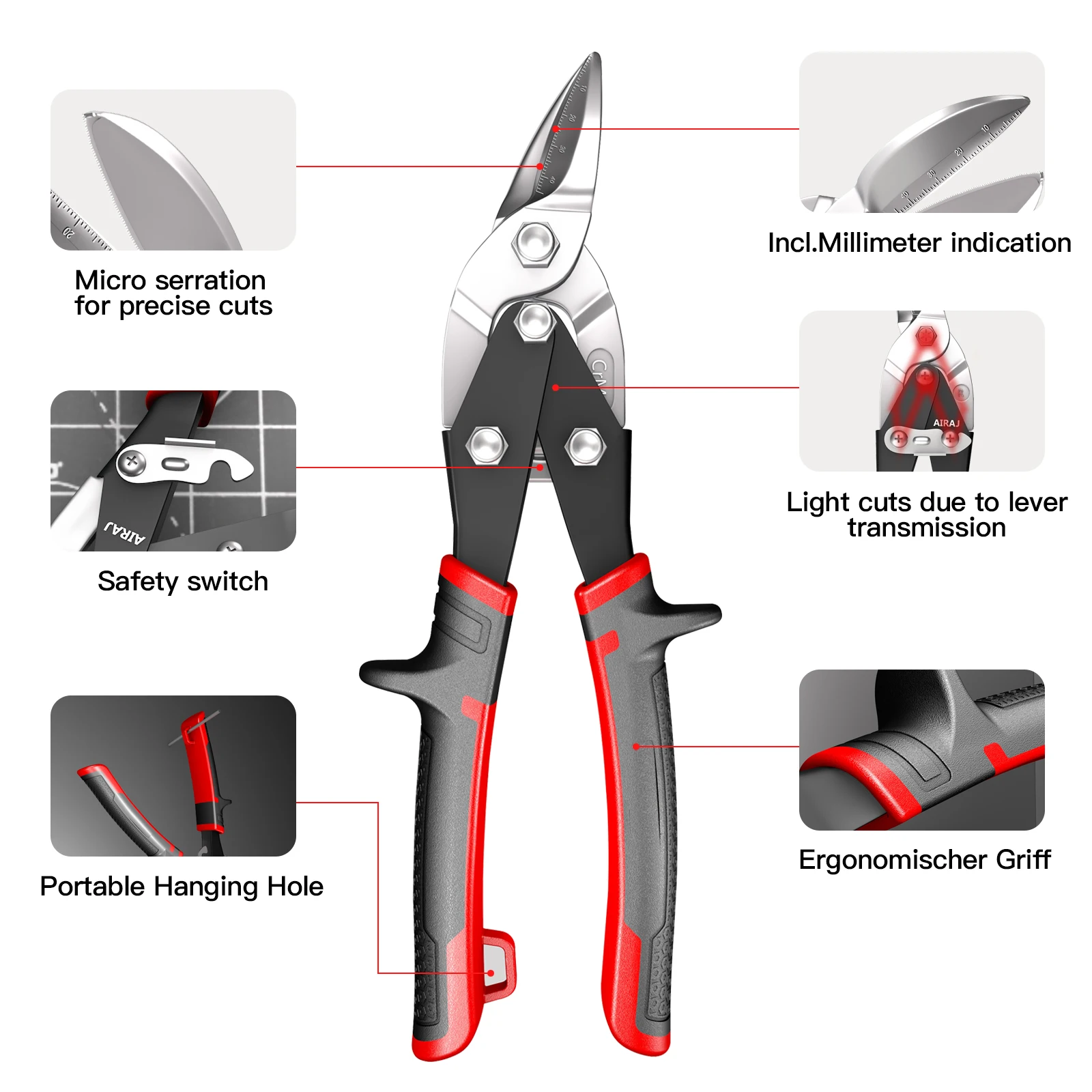 Multifunctional  Scissor Aviation Metal Sheet Cutting Snip Cutter Multi-directional Industrial Durable Hand Tool