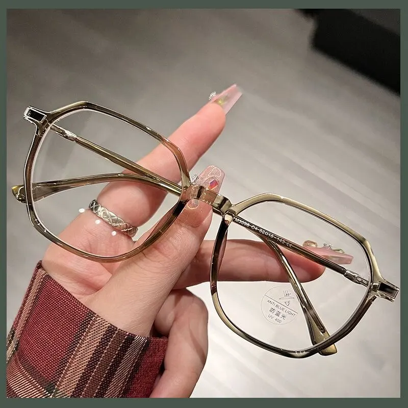 

Retro Ultralight Blue Blocking Glasses Girl Metal Frame Plain Glasses Blue Light Bezel Transparent Eyewear Glasses for Women