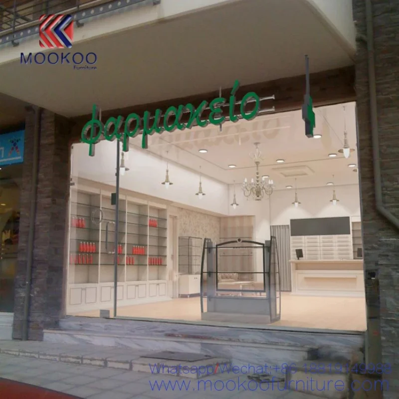 custom.Good Quality Pharmacy Wall Shelf Retail Farmacie Shop Fittings Sale