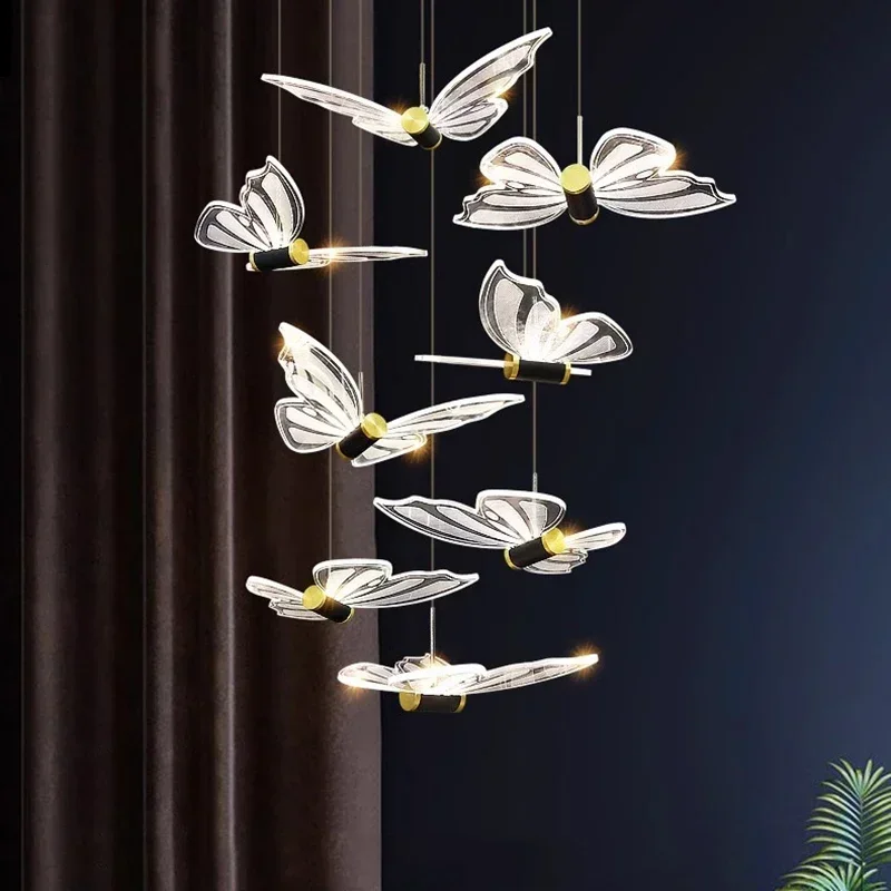 

Butterflies Pendant Lamp Led Chandeliers for Dining Room Staircase Hanging Lamps for Hotel Hanging Lamp Indoor Decor Luminaria