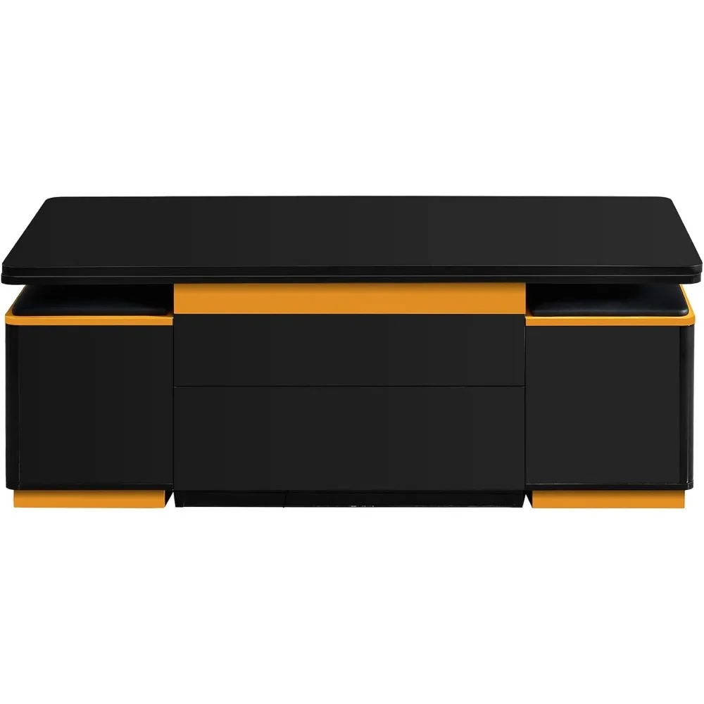 Customized.47.2" Lift-Top Coffee Table with Hidden Storage, Multi-Function Convertible Center Table with 4 Stools & Drawers,