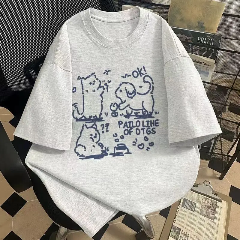 تي شيرت صيفي بأكمام قصيرة للرجال والنساء 2025 صيف جديد فضفاض ومتعدد الاستخدامات #4