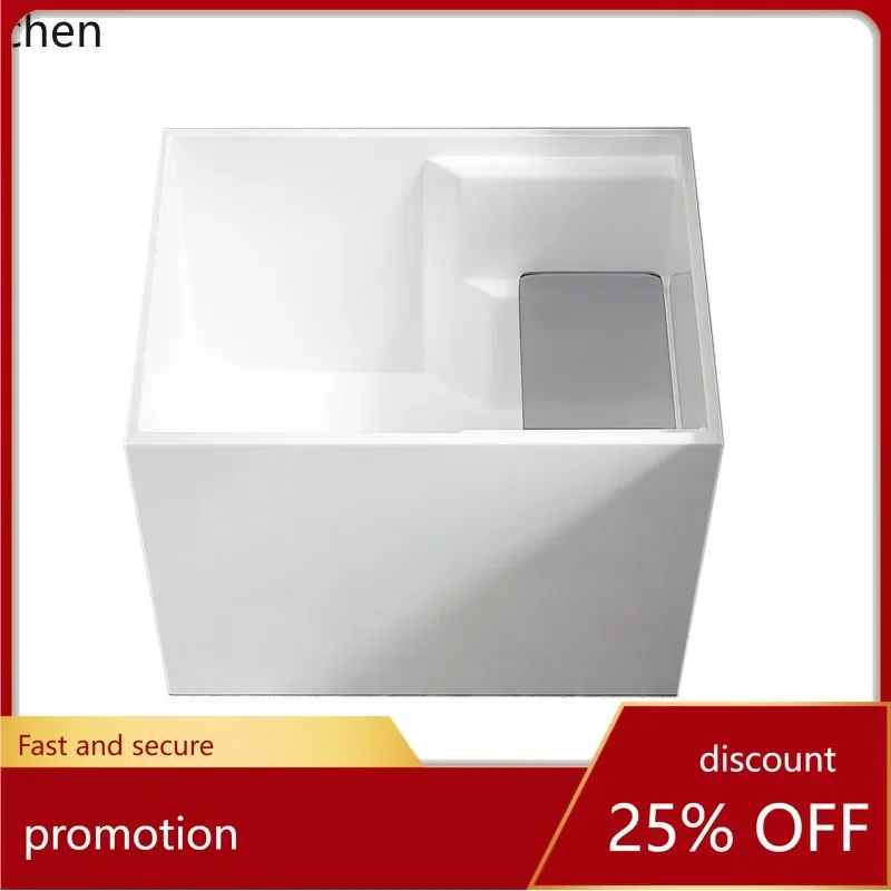 HYS Home Use Adult Small Apartment Overall Mini Deep Soak Freestanding Movable Bathtub Acrylic Bathtub