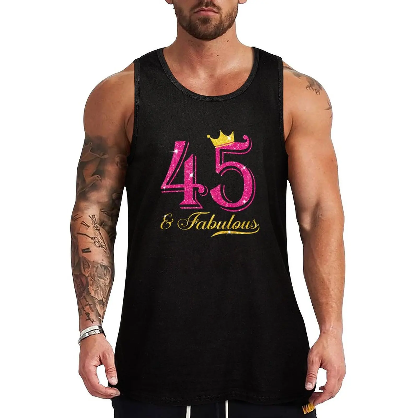 

45th Birthday Women Fabulous Queen Shirt Tank Top bodybuilding for men Men's sports t-shirt gym accessories men Men's gym