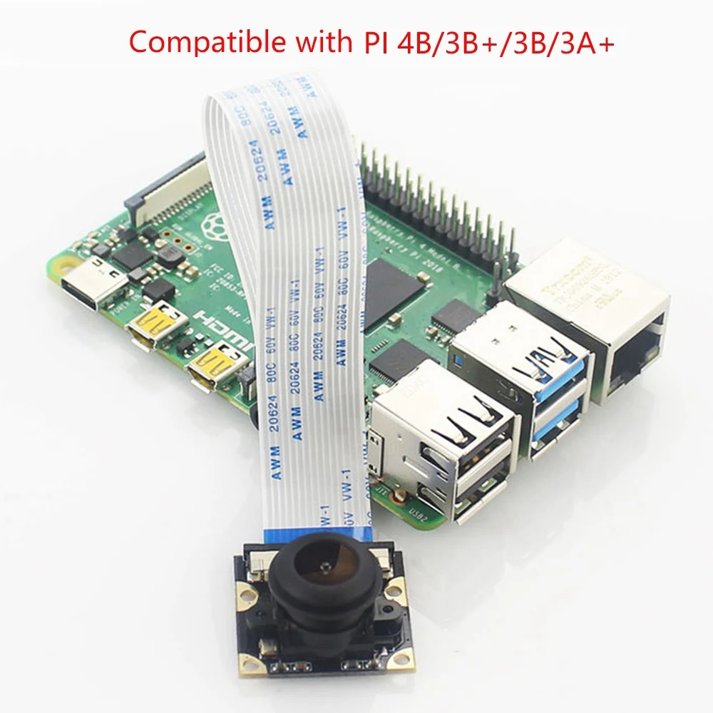 Para Raspberry Pi 4B 3B + Módulo de câmera de visão diurna 5MP 1080P Fisheye_Y08A