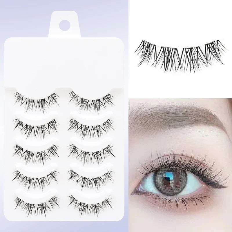 5 Paar Blaue Gemischte Farbige Künstliche Wimpern Natürliche Stachelige Manga-Wimpern Weiche Flauschige Streifenwimpern für Cosplay & Party-Make-up – Detail 5