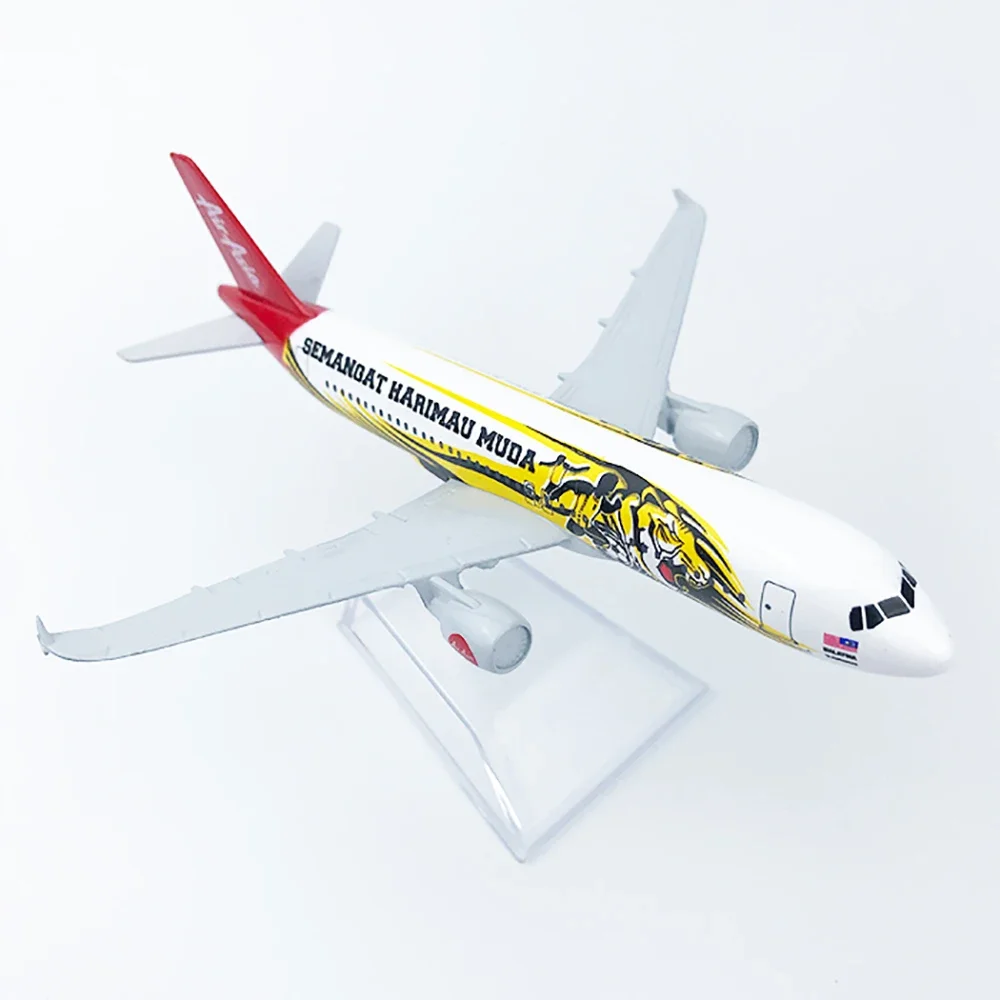 Flugzeug im Maßstab 1:400, Airbus A320, Air Asia Tiger, 16 cm, Legierung, Flugzeugmodell, Spielzeug, Kinder, Geschenk für die Sammlung