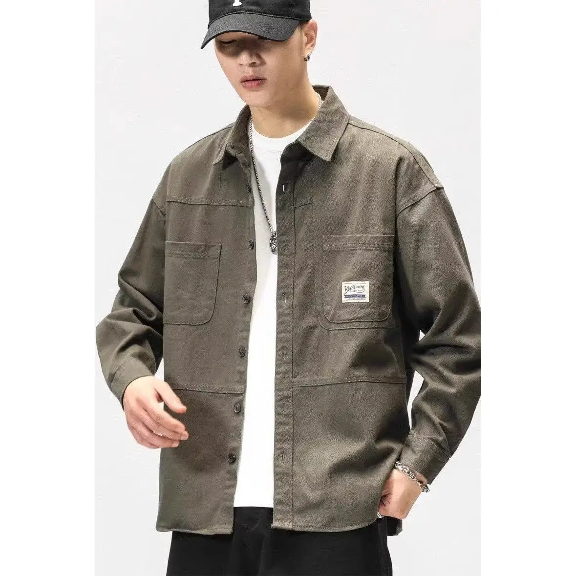 

Casual Men's Workwear Jaet Autumn New Sle irt Sle Coat Trendy Brand Leisure Men's Top Polyester Fiber Long Sve Wat...