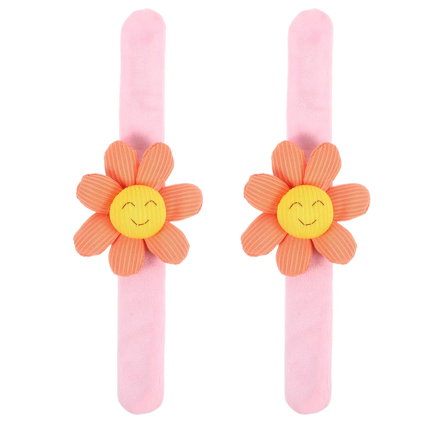 

2Pcs Sunflower Slap Bracelets Vibrant Cartoon Flower Pattern Elastic Wristband Fun Play Accessory for All Ages Easy to Clean