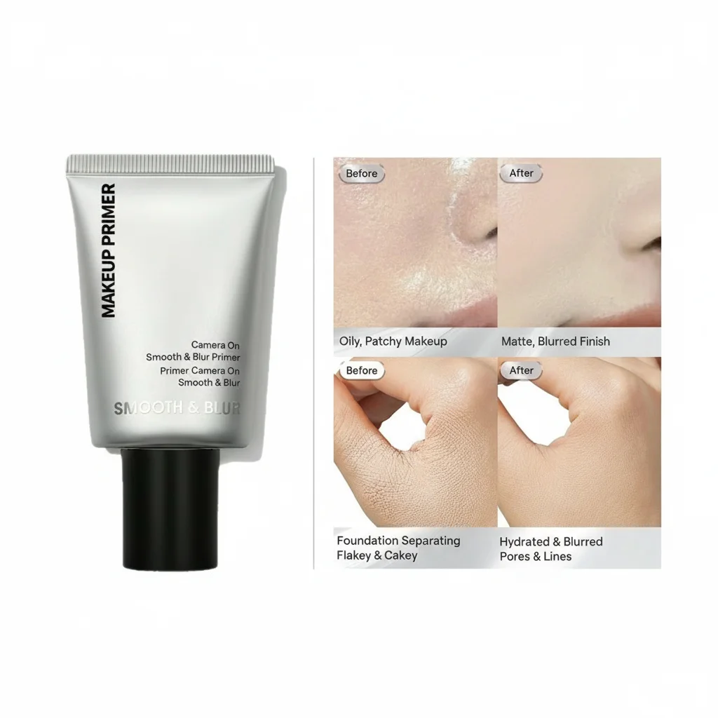 Prebase de Maquillaje Hidratante Nueva, Acabado Mate, Suaviza las Líneas Finas, Base de Maquillaje en Crema, Textura Transparente, Prebase Facial de Larga Duración con Efecto Difuminador