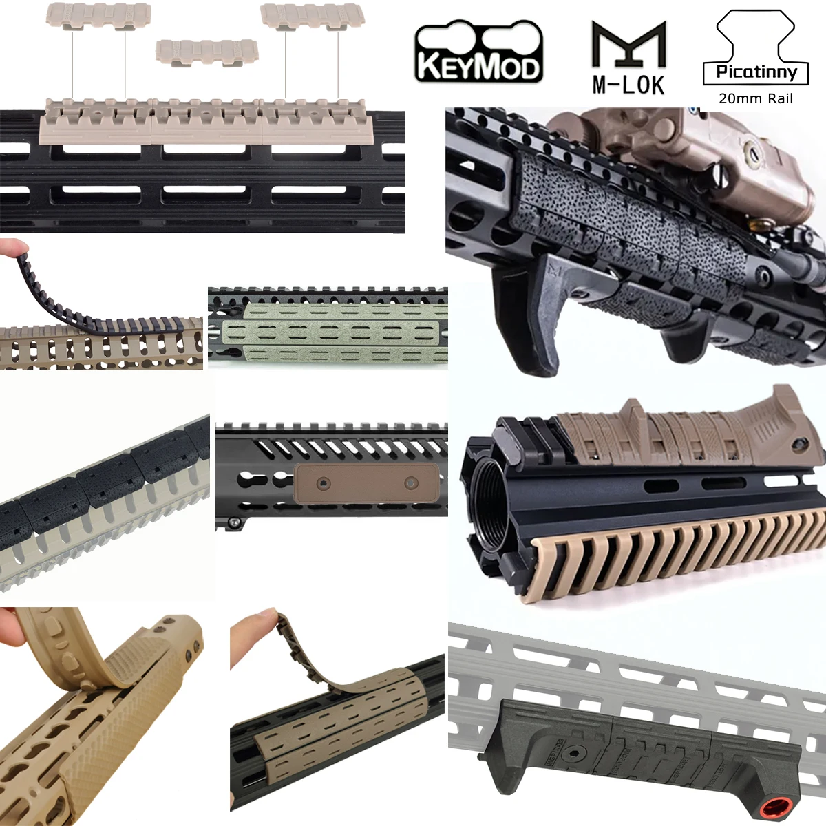 Kit de couverture de Rail tactique Keymod M-LOK, pour fusil de chasse irsoft MLOK, protection d'arrêt des mains, Rail Picatinny BCM avec support à trou pivotant