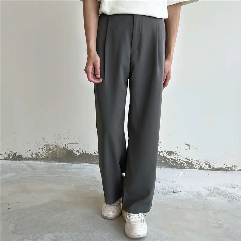 

Grey Black Suit Pants Men Fashion Social Mens Dress Pants Korean Loose Straight Pants Mens Office Formal Trousers M-2XL