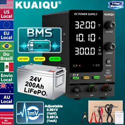 KUAIQU Adjustable Power Supply For Recharge, 6V 12V 24V LiFePO4 etc. Battery Charger, 32V 61V Regulated Lab Bench Power Supply