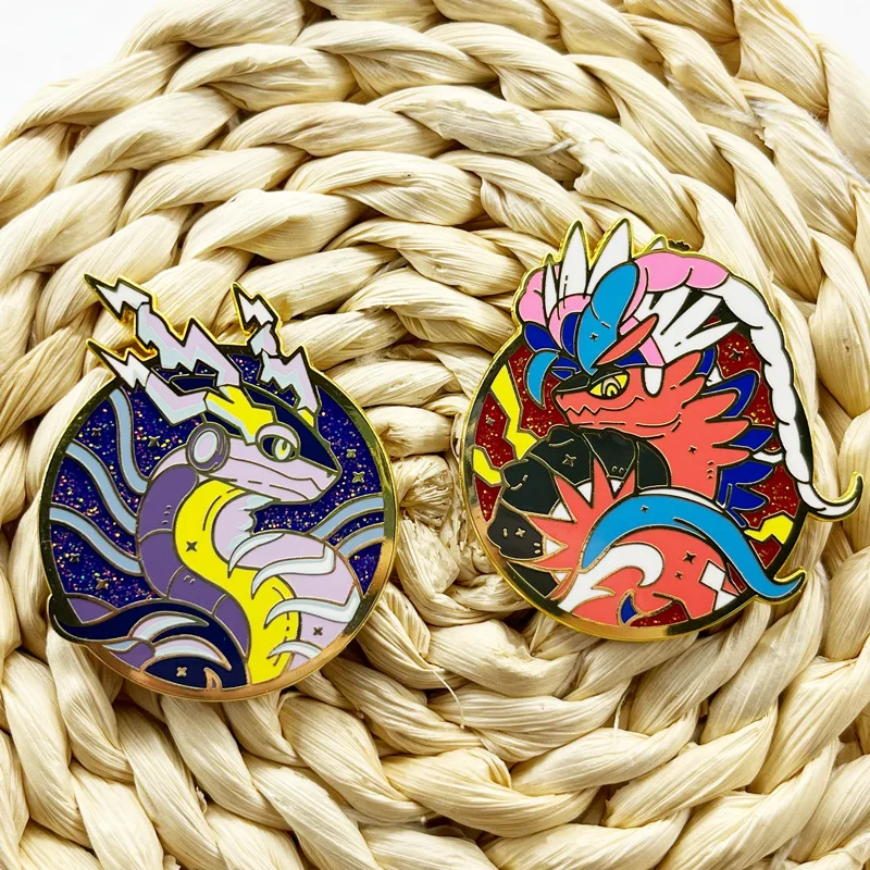 Pokémon Scarlet and Violet Enamel Lapel Pins Women Clothing Accessories Cute Jewelry Koraidon Miraidon Anime Metal Brooch Badge