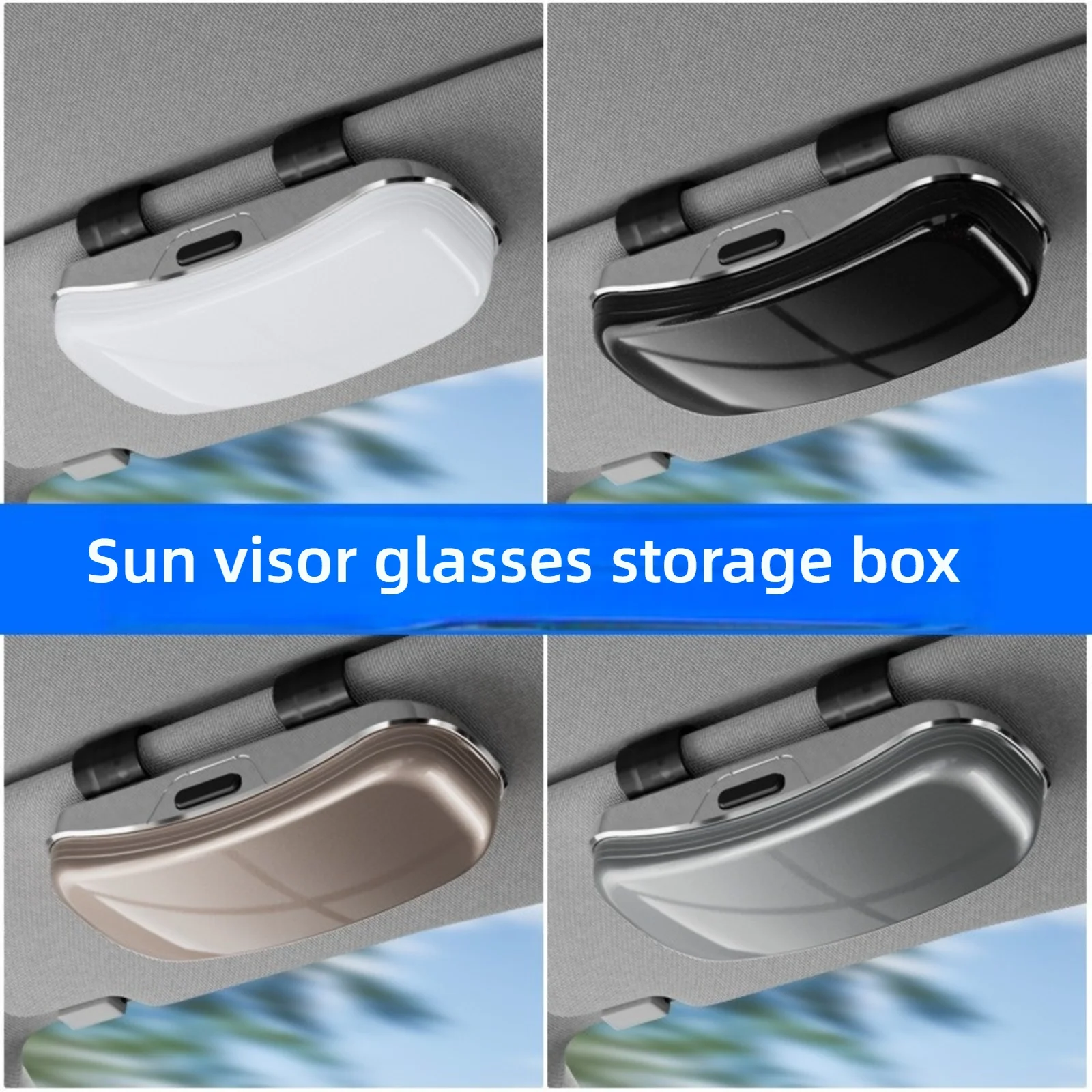 Caixa de Armazenamento para Óculos de Sol para Quebra-Sol de Carro, Operação com Uma Mão, Suporte Anti-Risco para Óculos de Sol, Estojo para Óculos, Suporte para Lentes de Quebra-Sol de Carro