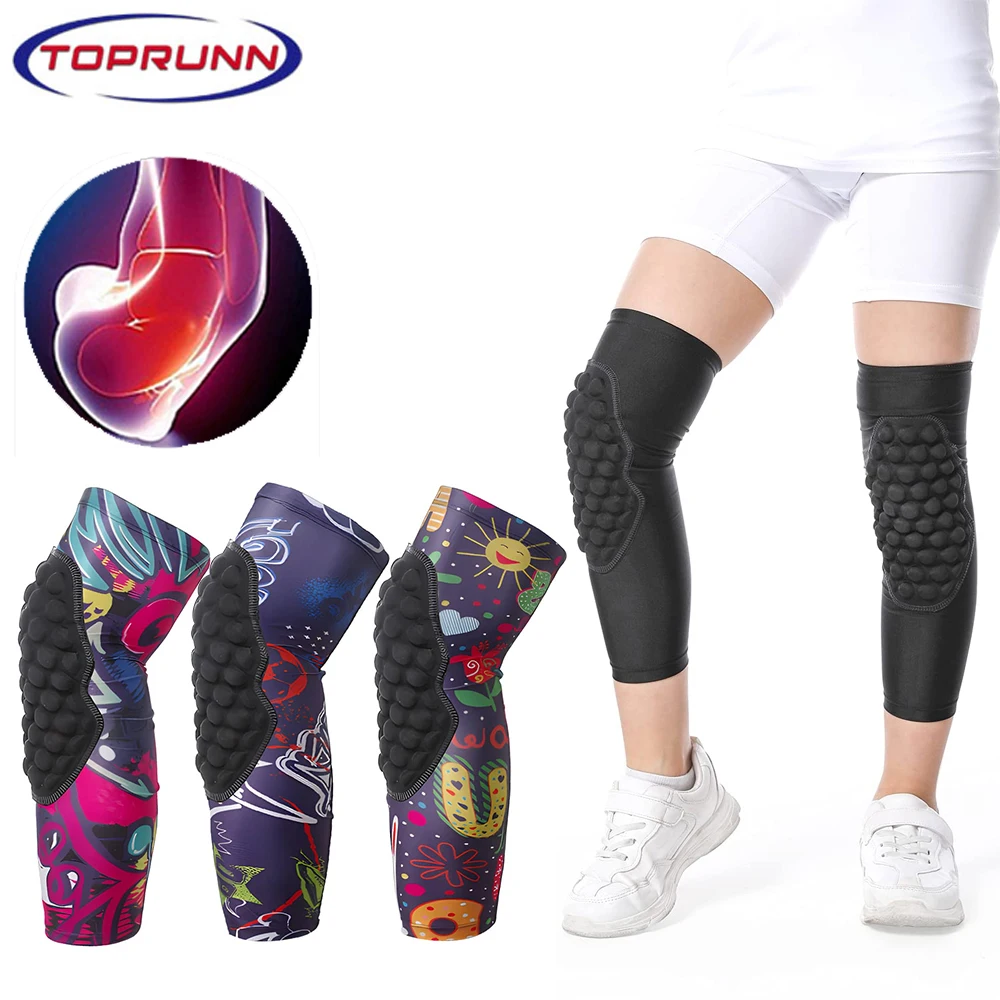 1Pc Kids Sponge Knee Brace Pad Long Leg Sleeve Leg Support Non-slip Children Knee Support Protector for Basketball Running Dance