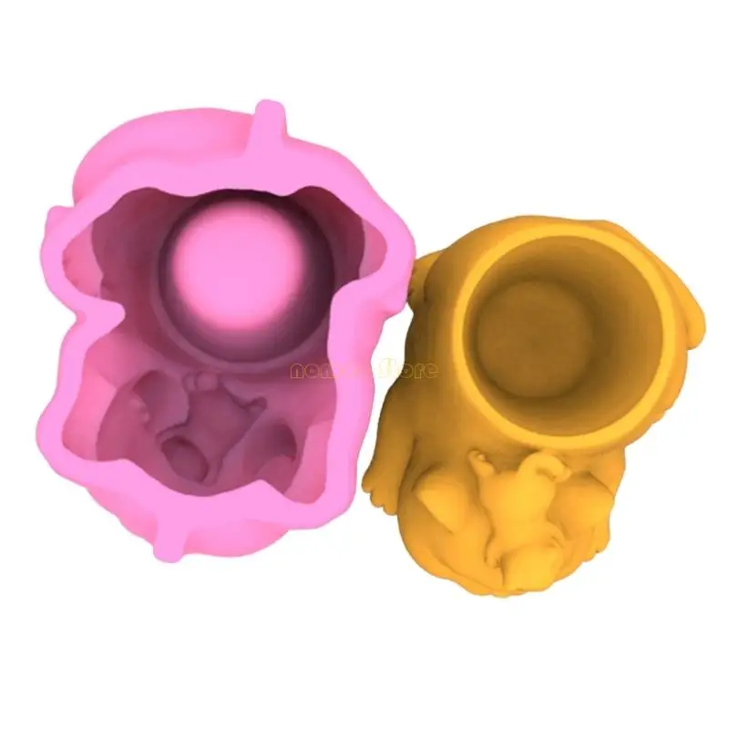31BF Mother Son Owl Silicone Mold Epoxy Resin Casting Flower Pot Mold