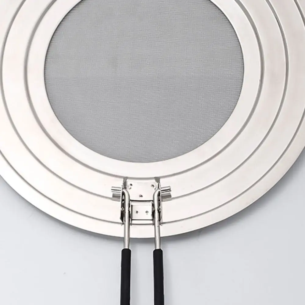 Pot Cover Foldable Handle Oil Splash Screen Rust-proof Stainless Steel Oil Shield Guard Mesh Oil Filter Net Pan