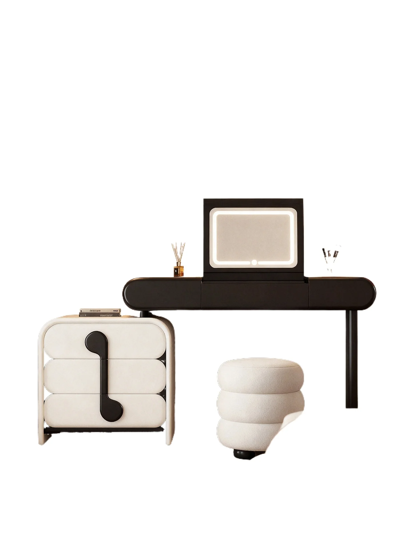 

Dresser chest storage integrated small retro flip mirror small apartment master bedroom makeup dressing table