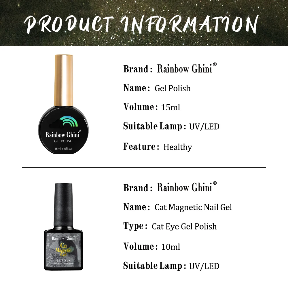 RG 15ML 10ML คู่สะท้อนแสงกระพริบ CAT EYE Magnetic GEL เล็บประกาย Starry Sky CAT EYE เจลเล็บเคลือบเงา