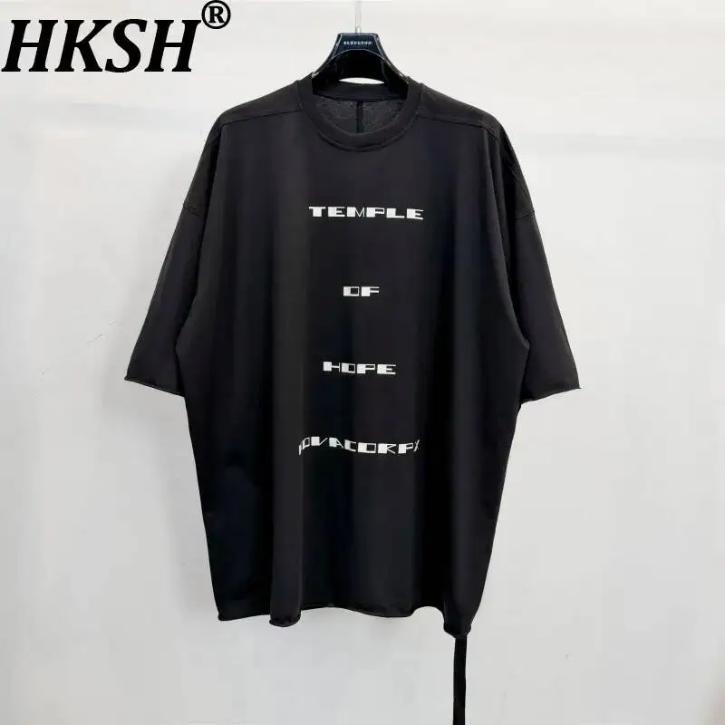 HKSH American High Street Letter Print T-shirt  2026 Summer New Men Tide Loose-fitting Trendy Brand Half-Sleeve Tees Top HK24434