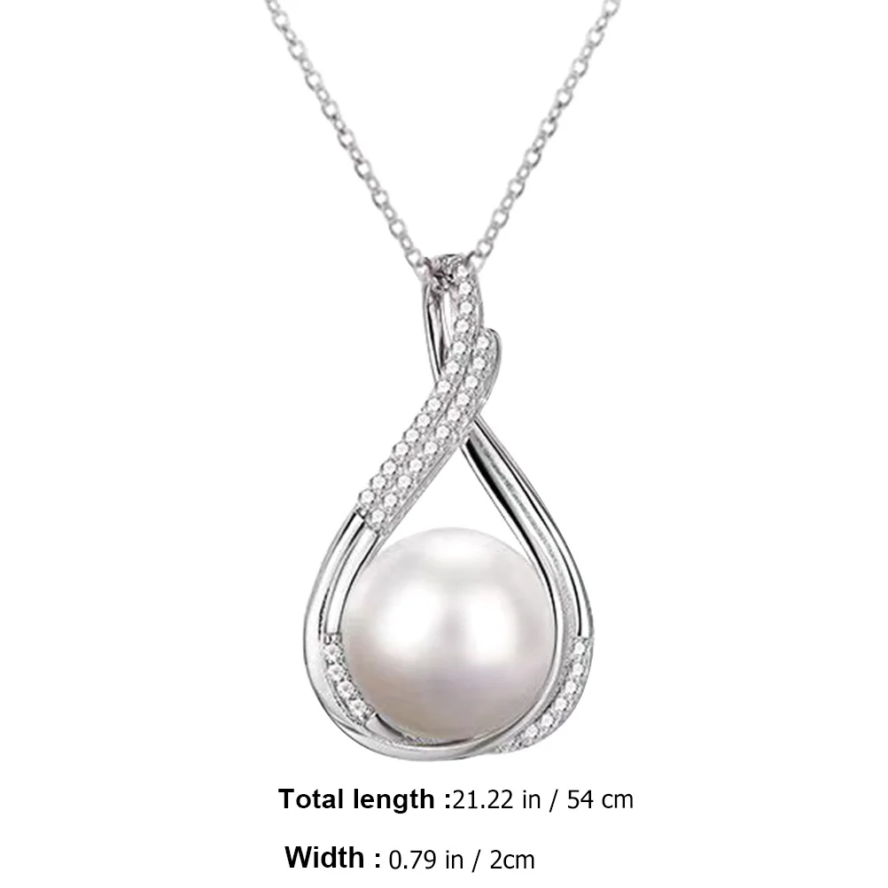 2Pcs Pearl Necklace Zircon Pendant Fashion Wedding Birthday Valentine Christmas Gift Pearl Necklace Zircon Clavicle Chain