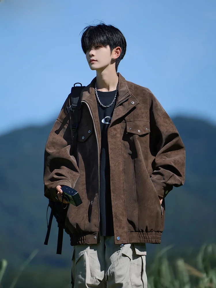 

Wassup Happy American окрашенная коричневая кожаная куртка мужская свободная рабочая одежда осень-зима новая модная брендовая верхняя одежда Faion