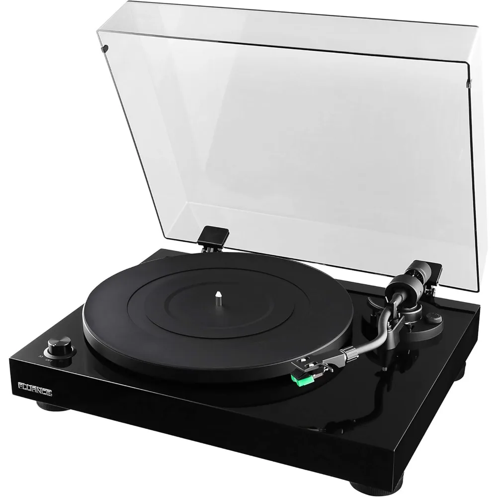 Turntable with AT95E Cartridge, Belt Drive, Built-in Preamp, Adjustable Counterweight - Piano Black