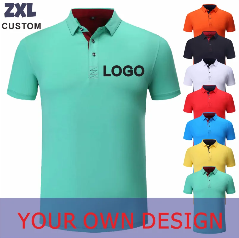 Cheap short sleeve polo shirts Casual Breathable Men\'s golf clothes Personal Company Group Logo Custom Logo Print Embroidery