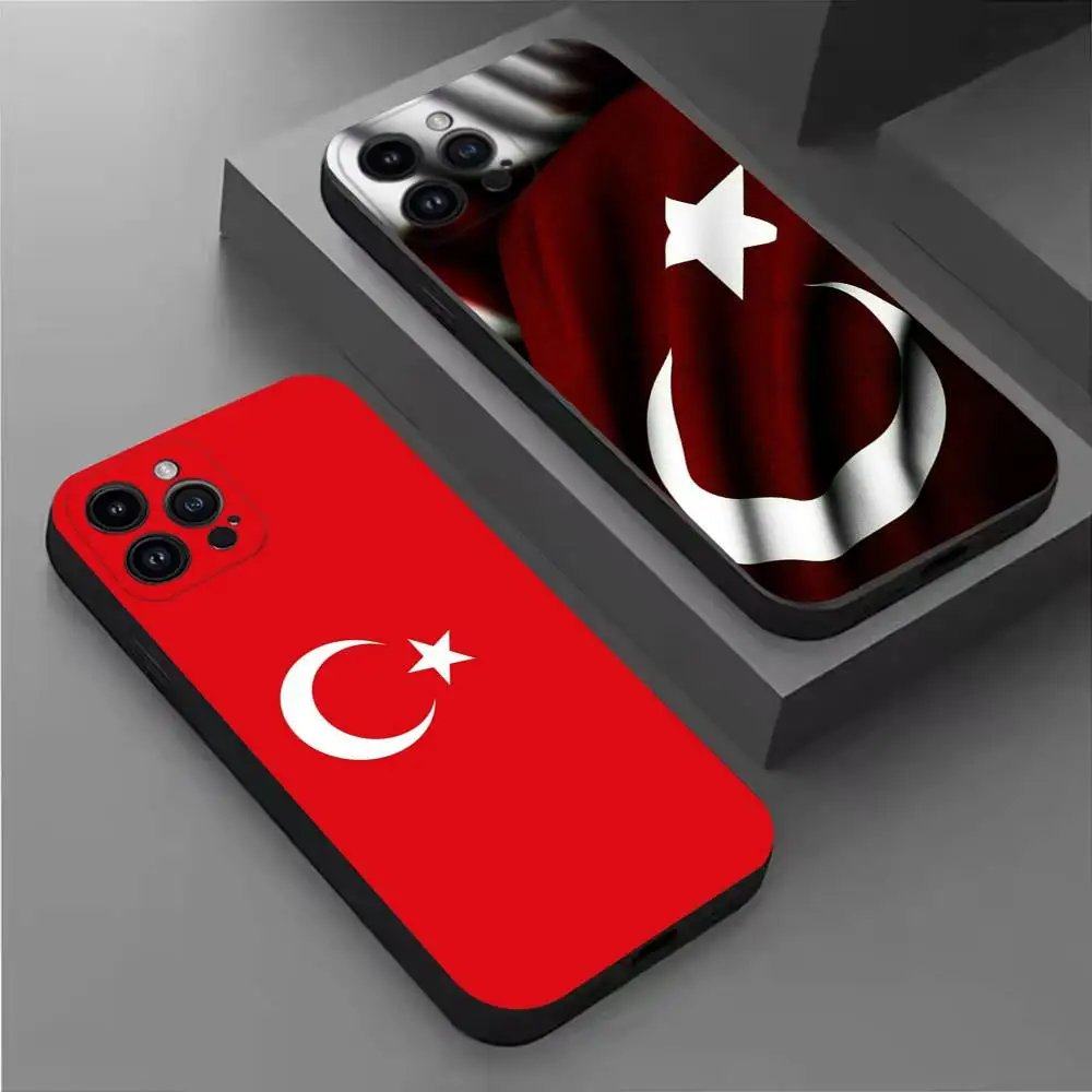 

Turkey Turkish Flag Phone Case For iPhone 17,16,15,14,13,12,11 Plus,Pro Max,XS,X,XR,SE,Mini,8,7,Soft Silicone Black Cover