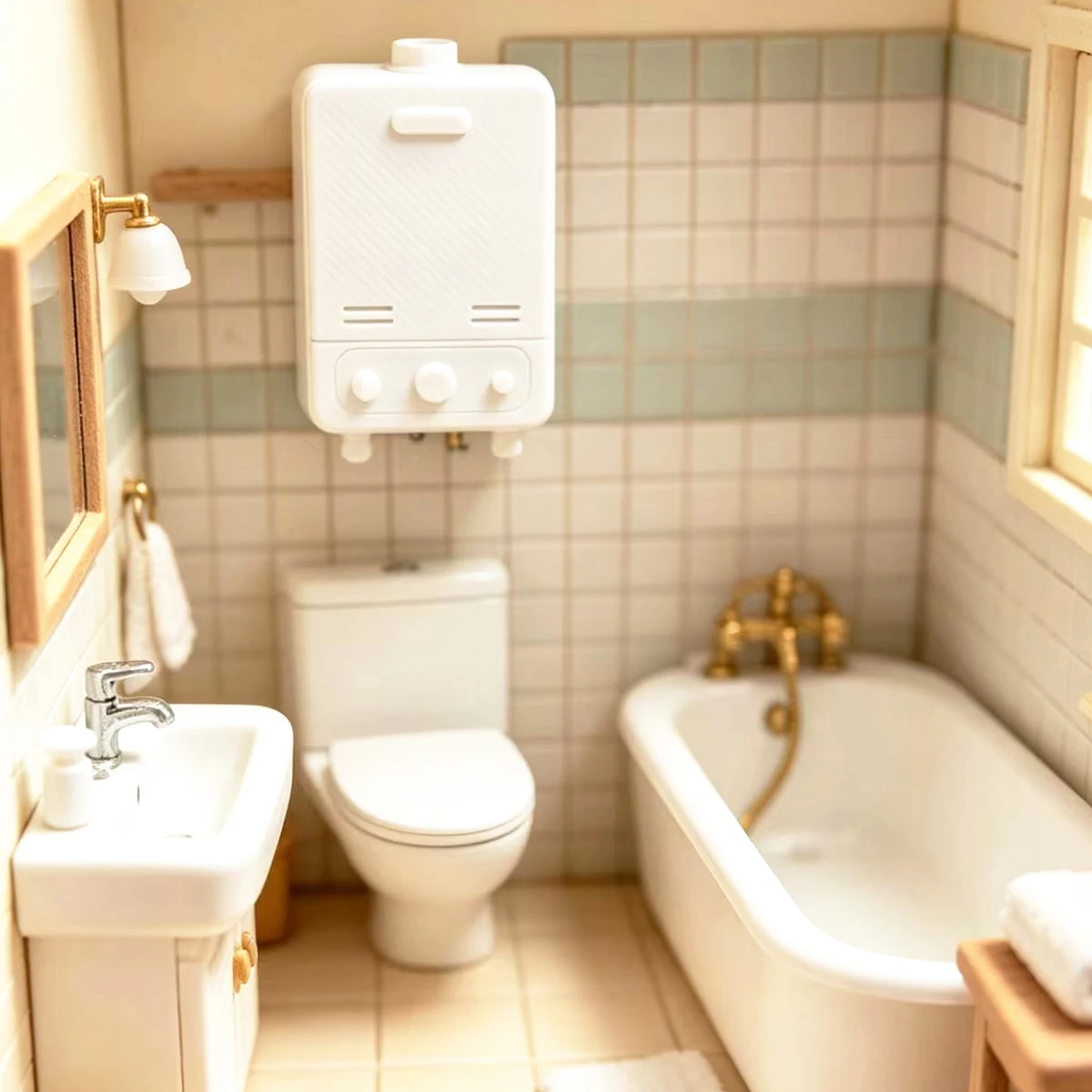Miniature Water Heater Model Dollhouse Furniture Accessories 1:12 Scale Resin Utility Appliance DIY Mini House Decoration